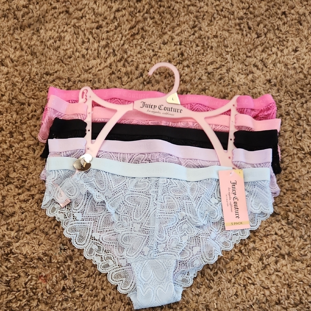 Juicy Couture Kids Lace Panty Set - Pink, Black, Blue